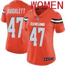 Women Cleveland Browns 47 Charley Hughlett Nike Oragne Game NFL Jersey